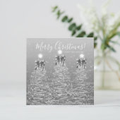 Elegant Holiday Silver Christmas Trees Greeting  シーズンカード (スタンド正面)