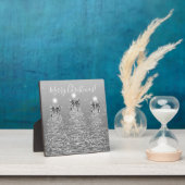 Elegant Holiday Silver Christmas Trees w/ Bows フォトプラーク (インサイチュ)