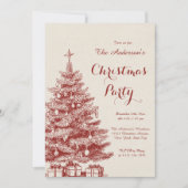 Elegant holiday tree Vintage Christmas Party 招待状 (正面)