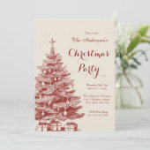 Elegant holiday tree Vintage Christmas Party 招待状 (スタンド正面)