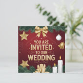 Elegant Holiday Wedding Invitation Festive Gold 招待状 (スタンド正面)