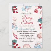 Elegant Holiday Winter Christmas Baby Shower 招待状 (正面)