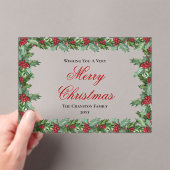 Elegant Holly and Berries Frame Christmas アクリル招待状 (インサイチュ (ポータブル))