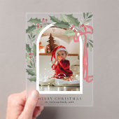 Elegant Holly Berries Arch Photo Christmas Card アクリル招待状 (インサイチュ (ポータブル))