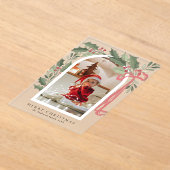 Elegant Holly Berries Arch Photo Christmas Card アクリル招待状 (レイダウン)