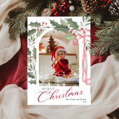 Elegant Holly Berries | Arch Photo Merry Christmas シーズンカード