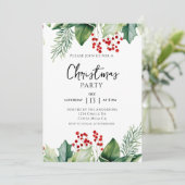 Elegant Holly Berries Christmas Party Invitation 招待状 (スタンド正面)