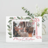 Elegant Holly Berries | Family Photo Christmas シーズンカード (スタンド正面)