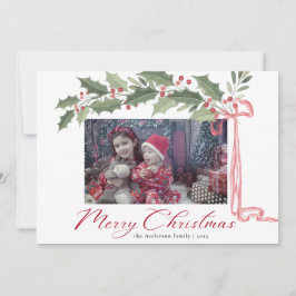 Elegant Holly Berries Foliage | Photo Christmas シーズンカード