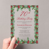 Elegant Holly | Berries Frame 70th Birthday Party アクリル招待状 (インサイチュ (ポータブル))