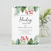 Elegant Holly Berries Holiday Party Invitation 招待状 (スタンド正面)