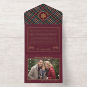 Elegant Holly Berries Plaid Photo Christmas Letter オールインワン招待状 (内側)