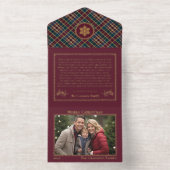 Elegant Holly Berries Plaid Photo Christmas Letter オールインワン招待状 (内側)