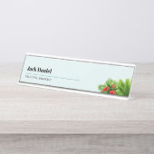 Elegant Holly Berry Custom Florist Business Office デスクネームプレート (正面)