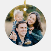 Elegant Holly Berry Wreath Monogram Photo セラミックオーナメント (裏面)