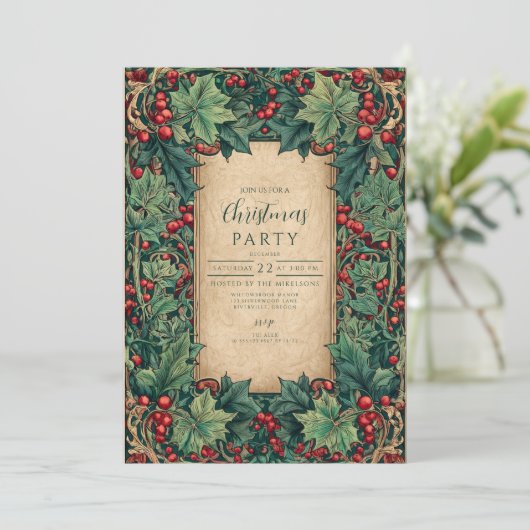 Elegant Holly Christmas Party 招待状 (スタンド正面)