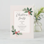 Elegant Holly Christmas Party Invitation 招待状 (スタンド正面)