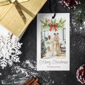 Elegant Holly & Red Bow Christmas -  ギフトタグ