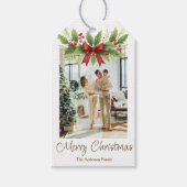 Elegant Holly & Red Bow Christmas - ギフトタグ (正面)