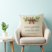 Elegant Holly & Red Bow Christmas -  クッション (椅子)