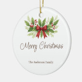 Elegant Holly & Red Bow Christmas -  セラミックオーナメント (左)