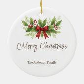Elegant Holly & Red Bow Christmas -  セラミックオーナメント (裏面)