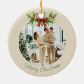 Elegant Holly & Red Bow Christmas -  セラミックオーナメント (裏面)