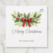 Elegant Holly & Red Bow Christmas -  フェイバータグ (裏面)