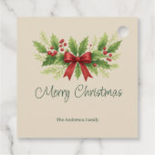 Elegant Holly & Red Bow Christmas -  フェイバータグ (裏面)