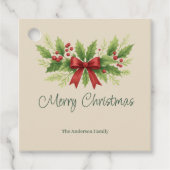 Elegant Holly & Red Bow Christmas -  フェイバータグ (正面)