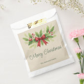 Elegant Holly & Red Bow Christmas -  フェイバーバッグ (封をした状態)