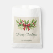 Elegant Holly & Red Bow Christmas -  フェイバーバッグ (正面)