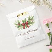 Elegant Holly & Red Bow Christmas -  フェイバーバッグ (封をした状態)