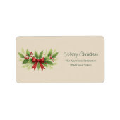 Elegant Holly & Red Bow Christmas -  ラベル (正面)