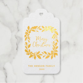 Elegant Holly Wreath Merry Christmas  ギフトタグ