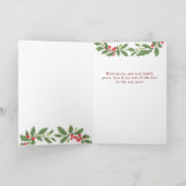 Elegant Holly Wreath Merry Christmas シーズンカード (内部)