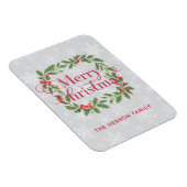 Elegant Holly Wreath Merry Christmas  マグネット (右側)