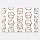 Elegant Holly Wreath Merry Christmas ラッピングペーパーシート (正面3)