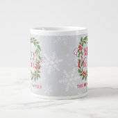 Elegant Holly Wreath Merry Christmas Family ジャンボコーヒーマグカップ (正面)