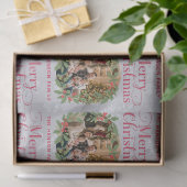 Elegant Holly Wreath Merry Christmas Family Photo 薄葉紙 (ギフト)