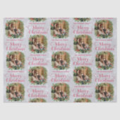 Elegant Holly Wreath Merry Christmas Family Photo 薄葉紙 (正面)