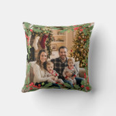 Elegant Holly Wreath Merry Christmas Photo クッション (裏面)