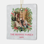 Elegant Holly Wreath Merry Christmas Photo セラミックオーナメント (左)
