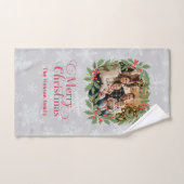 Elegant Holly Wreath Merry Christmas Photo バスタオルセット (ハンドタオル)