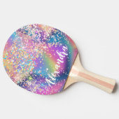 Elegant Holographic Glitter Colorful 卓球ラケット (横)