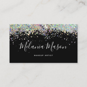 Elegant Holographic Glitter Makeup Artist QR Code 名刺