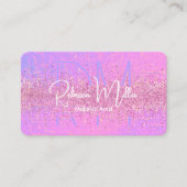 Elegant Holographic Iridescent Pink Business Card 名刺 (正面)