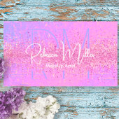 Elegant Holographic Iridescent Pink Business Card 名刺