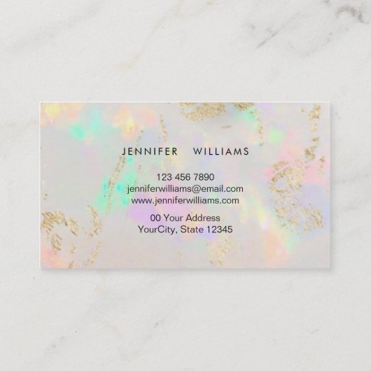 Elegant Holographic Opal Stone 名刺 (裏面)