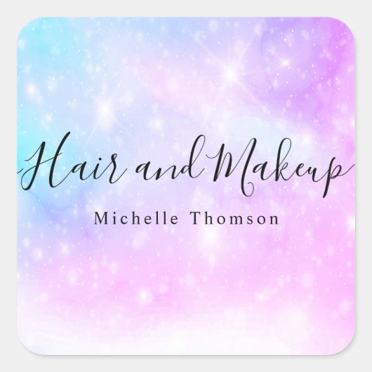 elegant holographic unicorn スクエアシール (正面)